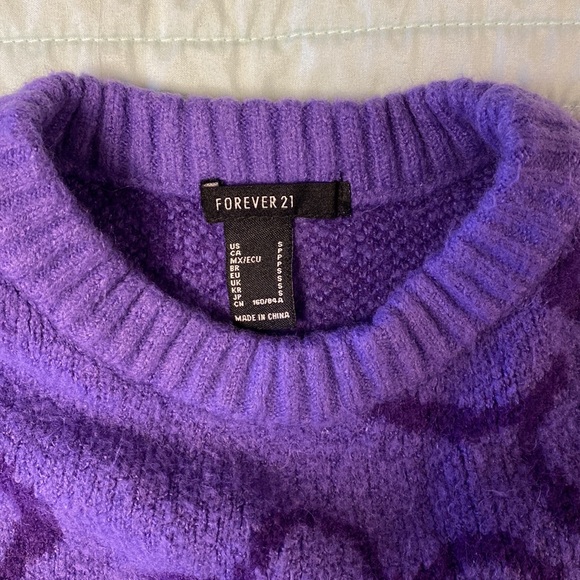 Forever 21 purple soft knit sweater with smiley face pattern! - Picture 2 of 4